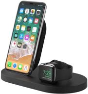 🔌 belkin boost up wireless charging dock: the ultimate apple charging station for iphone, apple watch, and usb devices - iphone charging stand, apple watch charging dock (black) logo