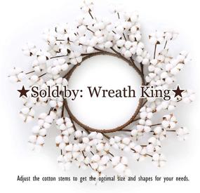 img 2 attached to 🎀 The Wreath King: Cotton Ball Wreath with Adjustable Stems for Farmhouse Decor, Wall, Door, Window, Wedding Décor - White, 18"-23