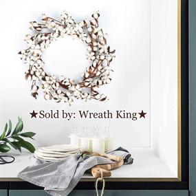 img 1 attached to 🎀 The Wreath King: Cotton Ball Wreath with Adjustable Stems for Farmhouse Decor, Wall, Door, Window, Wedding Décor - White, 18"-23