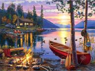 🌲 nature diamond painting kits for adults: 5d crystal diamonds art with accessories tools – canoe lake diy art dotz craft for home décor - ideal gift or self painting logo