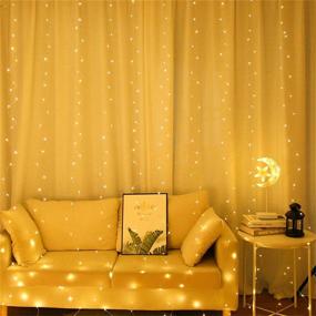 img 2 attached to 300 LED Curtain String Lights with 8 Modes, Battery or USB Powered, Fairy String Lights with Remote Control, for Indoor Outdoor Bedroom Window Wedding Party Christmas Decorations (9.8 x 9.8 Ft)