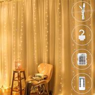 300 led curtain string lights with 8 modes, battery or usb powered, fairy string lights with remote control, for indoor outdoor bedroom window wedding party christmas decorations (9.8 x 9.8 ft) логотип