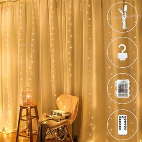 img 4 attached to 300 LED Curtain String Lights with 8 Modes, Battery or USB Powered, Fairy String Lights with Remote Control, for Indoor Outdoor Bedroom Window Wedding Party Christmas Decorations (9.8 x 9.8 Ft)