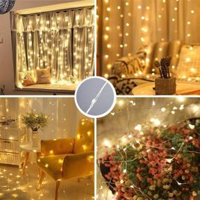 img 1 attached to 300 LED Curtain String Lights with 8 Modes, Battery or USB Powered, Fairy String Lights with Remote Control, for Indoor Outdoor Bedroom Window Wedding Party Christmas Decorations (9.8 x 9.8 Ft)