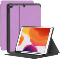 supveco ipad 10.2 case with pencil holder - premium shockproof stand folio case for ipad 9th/8th/7th generation - smart ipad cover in light purple logo