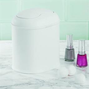img 1 attached to InterDesign York Vanity Countertop 🚮 Wastebasket Trash Can for Bathroom - White