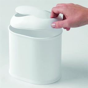 img 2 attached to InterDesign York Vanity Countertop 🚮 Wastebasket Trash Can for Bathroom - White