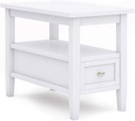 🏺 simplihome warm shaker solid wood narrow side table - white, 14" wide, rectangle design with storage drawer and shelf - ideal for living room and bedroom décor logo