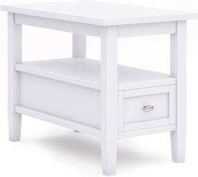 img 4 attached to 🏺 SimpliHome Warm Shaker Solid Wood Narrow Side Table - White, 14" Wide, Rectangle Design with Storage Drawer and Shelf - Ideal for Living Room and Bedroom Décor
