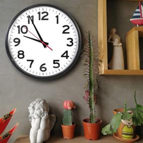 img 2 attached to ⏰ 14-inch Atomic Wall Clock – Black, Easy-to-Read, Ideal for Home, Office, School, Indoors & Outdoors