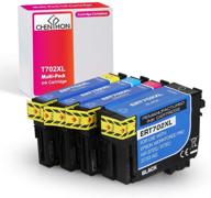 high-quality chenphon remanufactured ink cartridge replacement for epson 702xl 702 t702xl - compatible with epson workforce pro wf-3720 wf-3730 wf-3733 wf-3720dwf printer - 4 pack (kcmy) logo