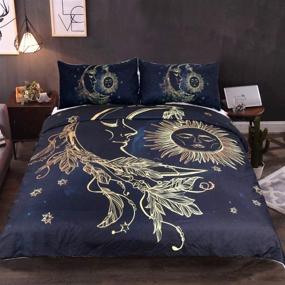 img 1 attached to Luxurious Black Moon Goddess Queen Bedding Duvet Cover Set - 3 Piece Microfiber Comforter Quilt Cover with Zipper Closure