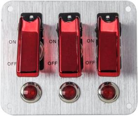 img 2 attached to 🔴 Pilot Automotive PL-SW53R 3-Row Red Anodized Safety Cover Toggle Switch with Red Indicator Lights for Enhanced Performance