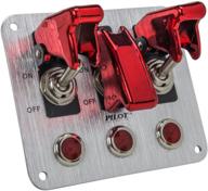 🔴 pilot automotive pl-sw53r 3-row red anodized safety cover toggle switch with red indicator lights for enhanced performance logo