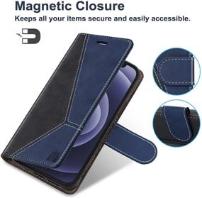 img 2 attached to 📱 Caislean Galaxy A42 5G Wallet Case - RFID Blocking, Card Holders, Shockproof Interior - Navy Blue