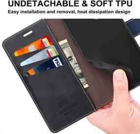 img 1 attached to 📱 Caislean Galaxy A42 5G Wallet Case - RFID Blocking, Card Holders, Shockproof Interior - Navy Blue
