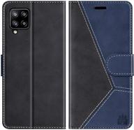 📱 caislean galaxy a42 5g wallet case - rfid blocking, card holders, shockproof interior - navy blue logo