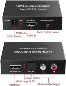 img 3 attached to 🔊 4K HDMI Аудиоэкстрактор - HDMI в HDMI + Аудио (SPDIF + RCA Stereo) Конвертер для Apple TV, Fire TV, Blu-ray Players - HDMI в оптический аудио конвертер с поддержкой HDMI и оптического кабеля