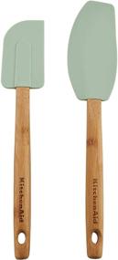 img 4 attached to 🍴 KitchenAid Classic Pistachio Spatula Set with Bamboo Handles, Pack of 2