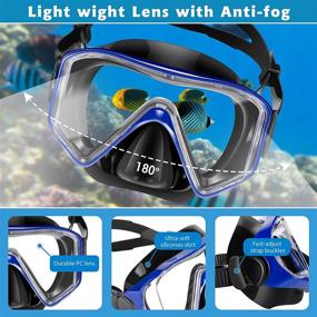 img 2 attached to 🤿 Adult Snorkel Set with Mask, Fins, and Dry Top Snorkel - Panoramic View Swim Goggles, Anti-Fog & Anti-Leak, Complete Gear Kit with Dive Flippers and Bag - Optimal Snorkeling Equipment