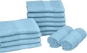img 3 attached to 🛀 Cotton Salon Towels (12-Pack, Light Blue, 16x27 inches) - Soft Absorbent Quick Dry Gym-Salon-Spa Hand Towel: Get the Best in Comfort and Quality!