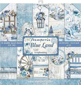 img 1 attached to 🔵 Stamperia International KFT Double Face Blue Land Block - 10 Sheets, 30.5 x 30.5 (12" x 12"), Multicoloured