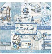 🔵 stamperia international kft double face blue land block - 10 sheets, 30.5 x 30.5 (12" x 12"), multicoloured logo
