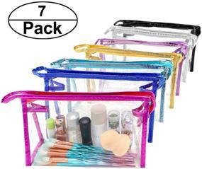 img 3 attached to QKURT 7-Pack Transparent Waterproof Cosmetic Bag Set - Portable PVC Clear Makeup Pouches for Travel, Vacation and Bathroom - Fashionable and Practical Toiletry Bags