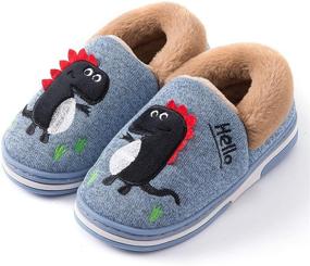 img 4 attached to 🦖 Warm and Safe: Dinosaur Indoor Slippers for Boys, Anti-Slip Winter Shoes