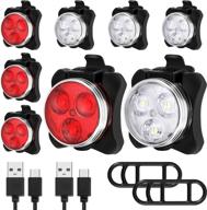 🚲 rechargeable led bike light set - bright front headlight and taillight for road, mountain, city, and kid bikes (8 pieces) with usb cables and mounting straps logo