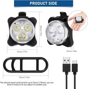 img 3 attached to 🚲 Rechargeable LED Bike Light Set - Bright Front Headlight and Taillight for Road, Mountain, City, and Kid Bikes (8 Pieces) with USB Cables and Mounting Straps