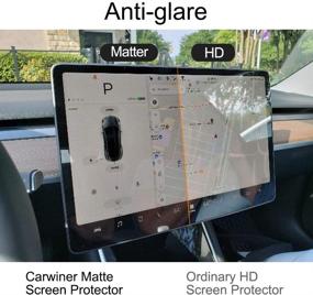 img 2 attached to 📱 Carwiner Matte Screen Protector for Tesla Model 3 Model Y 15" Center Control Touch Screen - Tempered Glass Anti-Glare Accessory