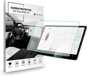 img 4 attached to 📱 Carwiner Matte Screen Protector for Tesla Model 3 Model Y 15" Center Control Touch Screen - Tempered Glass Anti-Glare Accessory