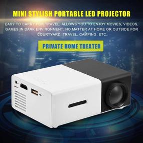 img 1 attached to 📽️ Mini Projector: Portable Multimedia Home Theater with HDMI/AV/USB Interface - 320x240 Resolution, Built-in Stereo Speaker (Black-White)