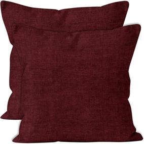 img 4 attached to 🛋️ Encasa Homes Chenille Throw Pillow Covers 2 pcs Set - Maroon- 18 x 18 inch / 45 x 45 cm - Soft & Smooth Square Accent Decorative Cushion for Couch, Sofa, Chair & Bed