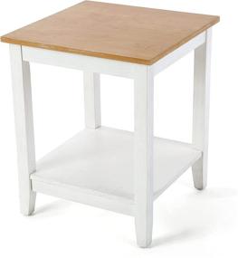 img 4 attached to White and Light Brown End Table with Storage Shelf - House of Living Art