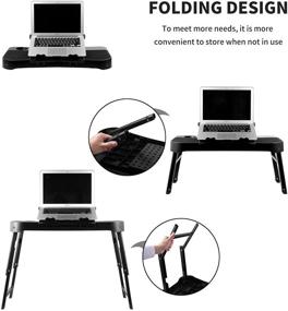 img 1 attached to 💻 Laptop Desk for Bed and Sofa – Multi-functional, Ergonomic Laptop Stand with Adjustable Tabletop, 25 x 13 inch Laptop Table, Cooling Fan, USB Port (Upgraded Size)