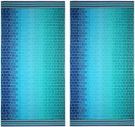 🌊 cotton craft malibu underwater tile 2-piece set - oversized cotton jacquard woven velour beach and pool towels, 39" x 68", ombre blue logo