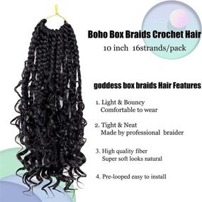 img 3 attached to Волосы для крючком афрокосичек "Goddess Box Braids": 10-дюймовые бохемские афрокосички с кудрявыми концами для черных женщин - 7 штук.