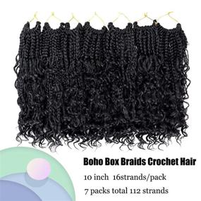 img 2 attached to Волосы для крючком афрокосичек "Goddess Box Braids": 10-дюймовые бохемские афрокосички с кудрявыми концами для черных женщин - 7 штук.