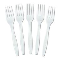 🍴 pack of 50 plasticpro disposable heavyweight white plastic forks logo