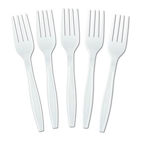 img 4 attached to 🍴 Pack of 50 Plasticpro Disposable Heavyweight White Plastic Forks