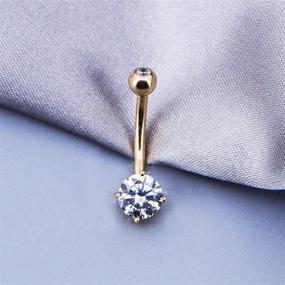 img 1 attached to 💎 COCHARM 14K Solid Gold Belly Button Rings with Round CZ - Stylish Barbell Navel Piercing Jewelry