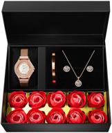 🎁 women's watch sets as gifts, 4-piece watch necklace earring bracelet sets for mom, wife, girlfriend - ideal for anniversary, birthday, christmas, valentine's day logo