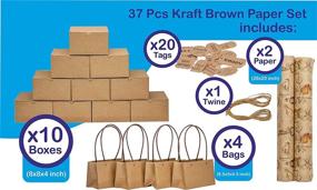 img 3 attached to 📦 37-Piece Kraft Brown Paper Set - Square Boxes with Lids, Kraft Paper Bags, and Gift Tags - Includes Natural Jute Twine for Enhanced SEO