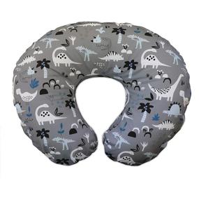 img 4 attached to 🦖 Boppy Original Nursing Pillow and Positioner - Gray Dinosaurs with White, Black and Blue Patterns - Breastfeeding and Bottle Feeding Support - Baby Support Pillow with Removable Cotton Blend Cover - Ideal for Awake-Time Support