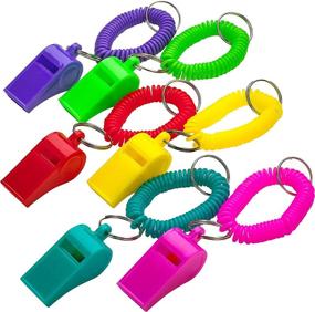 img 3 attached to Kids' Whistle with Bracelet - Bulk Pack of 36 Whistles and Coil Wrist Keychain Bracelets in Assorted Colors for Goody Bag Fillers and Birthday Party Favors, by Bedwina