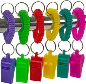 img 4 attached to Kids' Whistle with Bracelet - Bulk Pack of 36 Whistles and Coil Wrist Keychain Bracelets in Assorted Colors for Goody Bag Fillers and Birthday Party Favors, by Bedwina