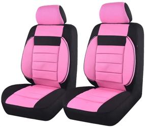 img 4 attached to 🚗 Автомобильное универсальное сидение CAR PASS Elegance - набор из 6 штук с передними двумя сиденьями, поддержкой спины из пены, совместимое с подушкой безопасности, черного и розово-красного цвета.