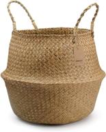 🌿 stylish and spacious seagrass plant basket: organize and decorate with woven storage, 12" diameter x 14" height logo